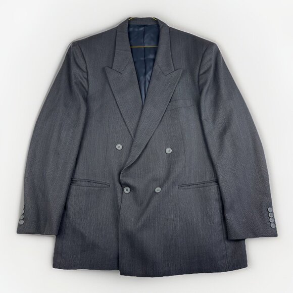 Vintage YSL Yves Saint Laurent Men's Double Breasted Blazer Black Wool READ** - Picture 1 of 16